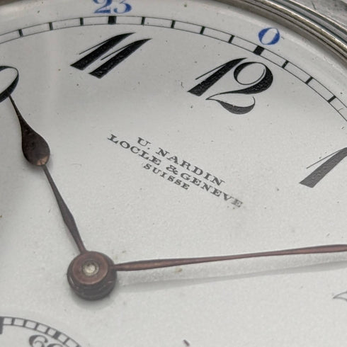 アンティーク ユリス・ナルダン 懐中時計 銀側ハンターケース 動作良好